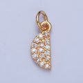 Gold plated Micro Pave CZ Watermelon Charm, Multicolor / Clear Cubic Zirconia Fruit Slice Charm For Jewelry Making, X034 X035