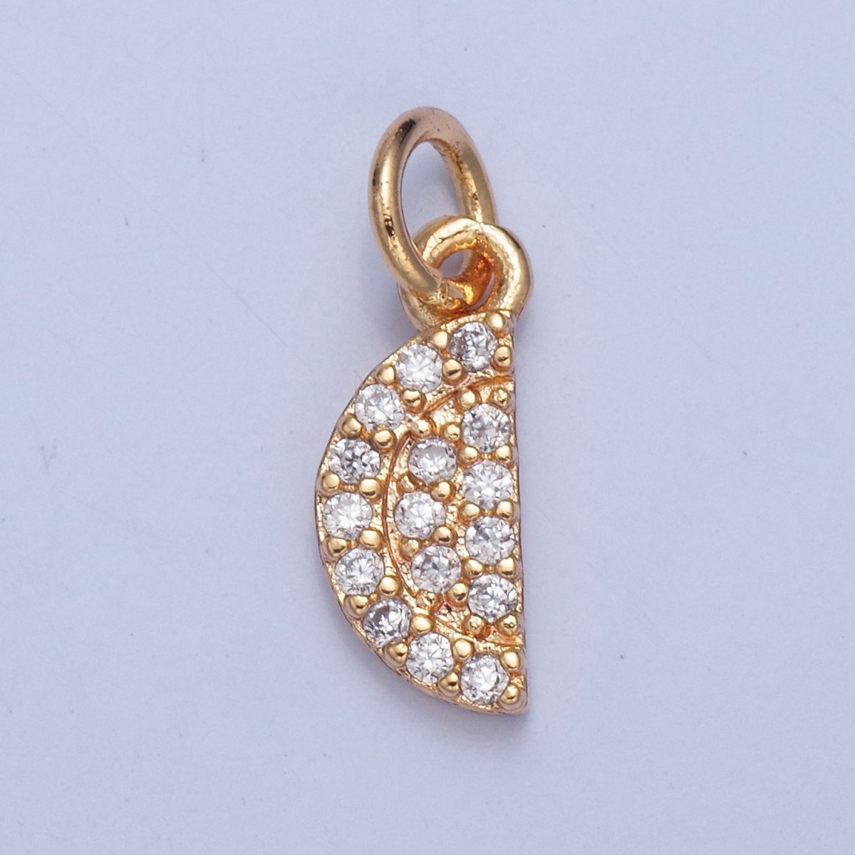 Gold plated Micro Pave CZ Watermelon Charm, Multicolor / Clear Cubic Zirconia Fruit Slice Charm For Jewelry Making, X034 X035
