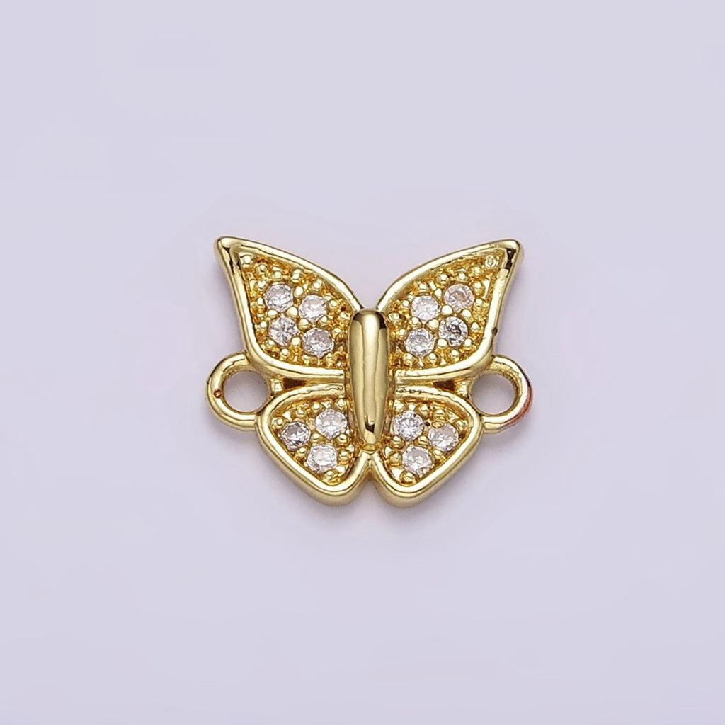 Gold plated Micro Paved CZ Butterfly Mariposa Wings Connector G-668 - DLUXCA