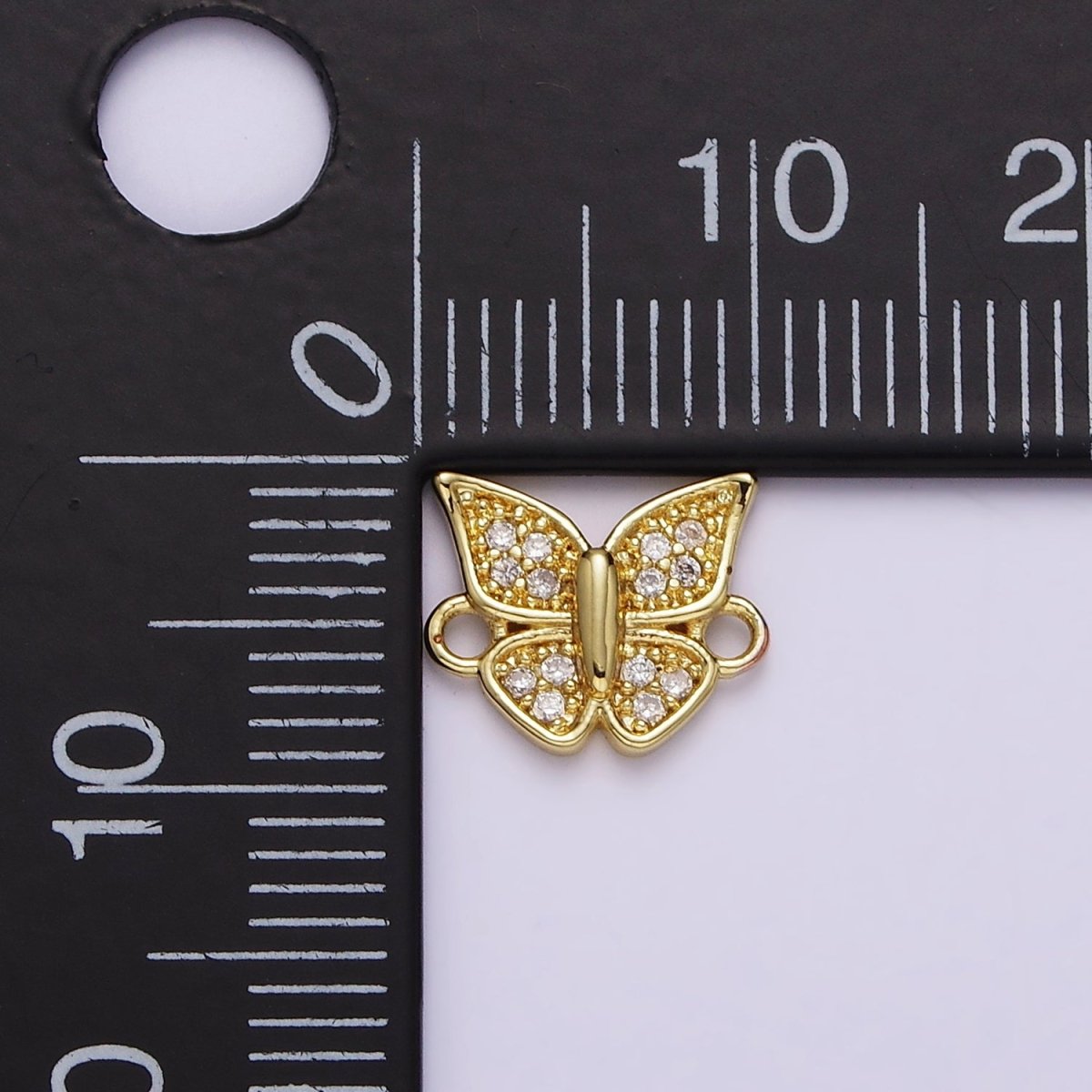 Gold plated Micro Paved CZ Butterfly Mariposa Wings Connector G-668 - DLUXCA