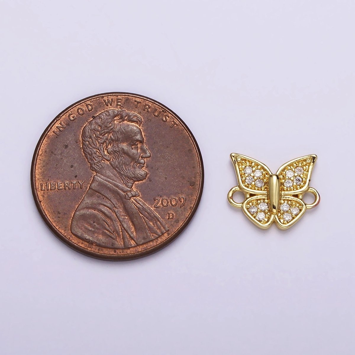 Gold plated Micro Paved CZ Butterfly Mariposa Wings Connector G-668 - DLUXCA