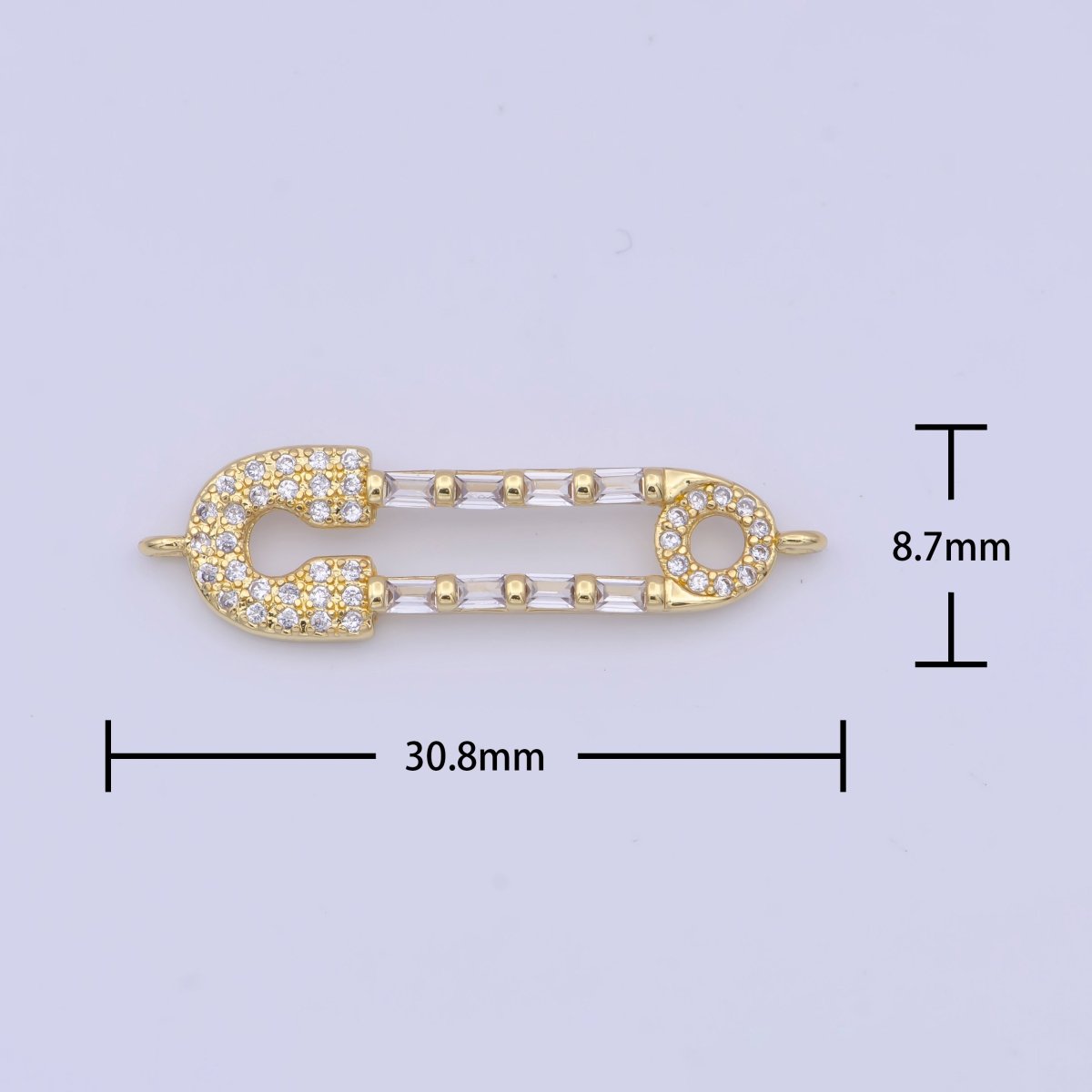 Gold plated Micro Paved CZ Safety Pin Multicolor / Clear Link Connector Jewelry Supply G-559 G-560