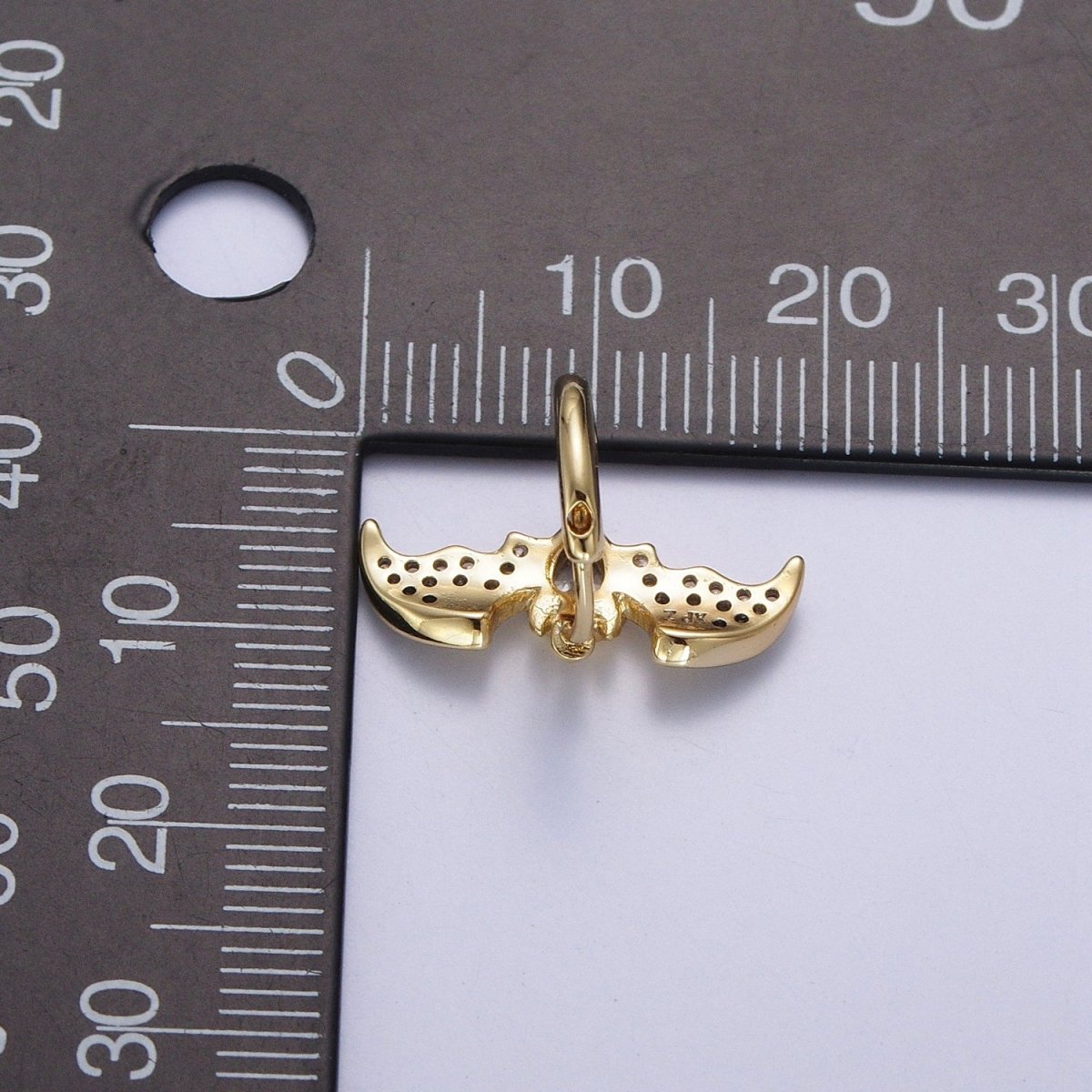 Gold plated Micro Paved Horn Flying Bats Gold Stud Halloween Earrings | Y-058 - DLUXCA
