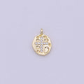 Gold plated Mini Coin Charm Micro Pave Cross Pendant for Add on Charm Religious Jewelry N-453 - DLUXCA