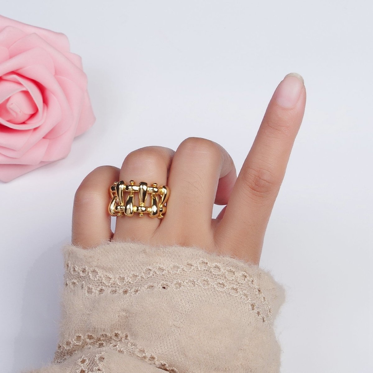 Gold plated Minimalist Gold, Silver Bubble Wide Geometric Rings | O-088 O-089