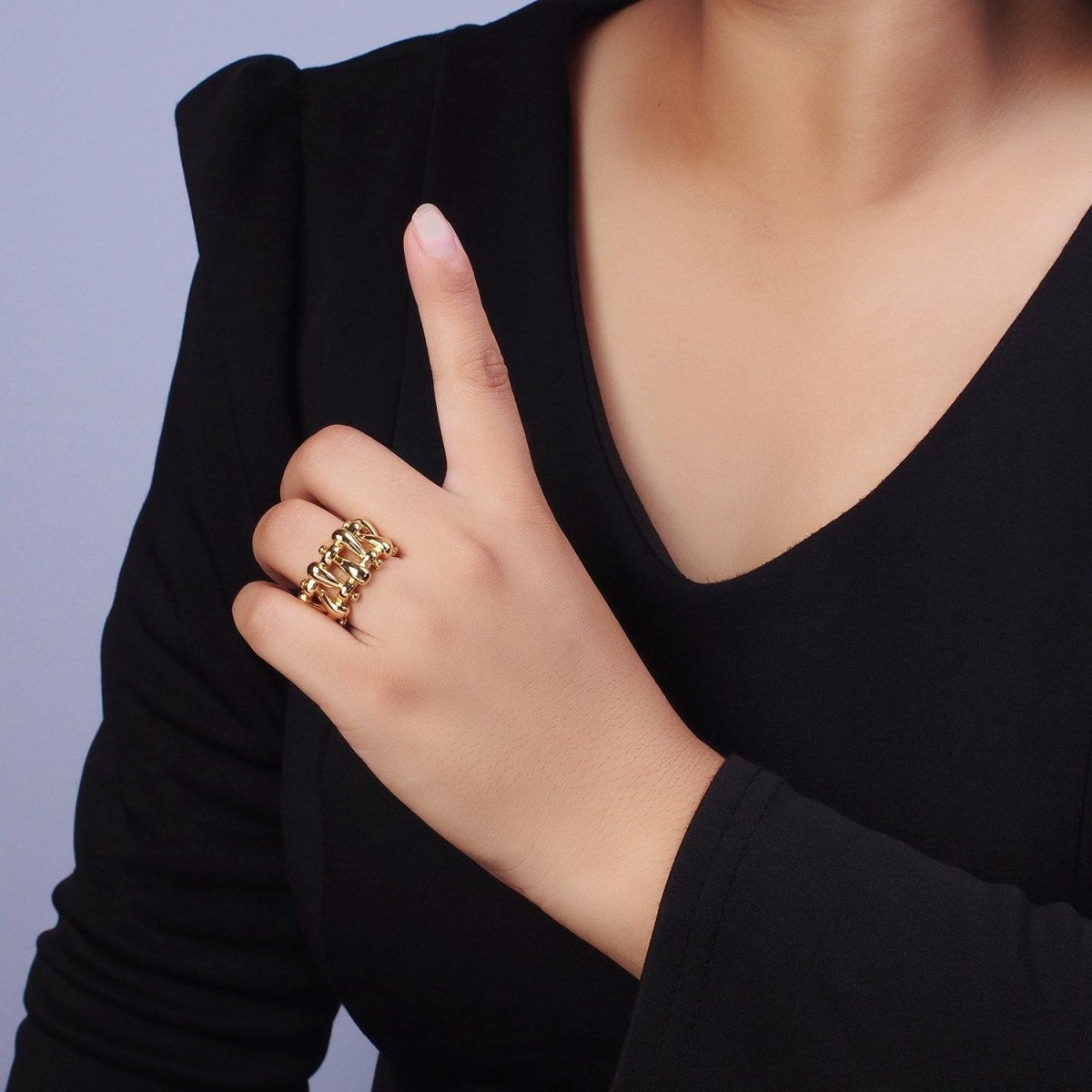 Gold plated Minimalist Gold, Silver Bubble Wide Geometric Rings | O-088 O-089