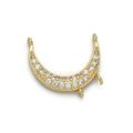 Gold plated Moon Micro Pave Connector Charm, Cubic Zirconia Moon Pendant Charm, For DIY Jewelry, Gold Color F-377 - DLUXCA