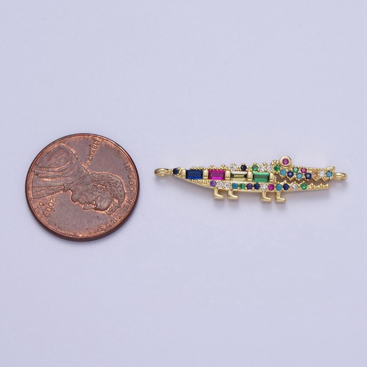 Gold plated Multicolor Micro Paved CZ Alligator Crocodile Connector Link For Jewelry Making G-568 - DLUXCA