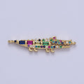 Gold plated Multicolor Micro Paved CZ Alligator Crocodile Connector Link For Jewelry Making G-568 - DLUXCA