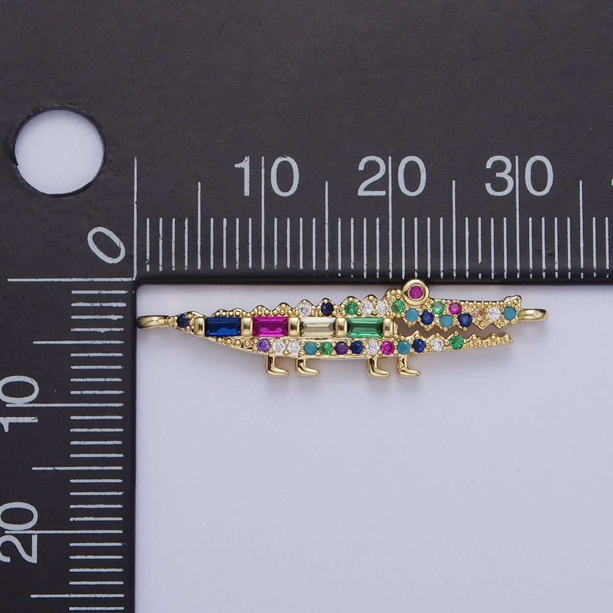 Gold plated Multicolor Micro Paved CZ Alligator Crocodile Connector Link For Jewelry Making G-568 - DLUXCA