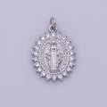 Gold plated "Nuestra Senora Guadalupe" Miraculous Lady Oval CZ Charm in Gold & Silver | M-486 N-188 - DLUXCA