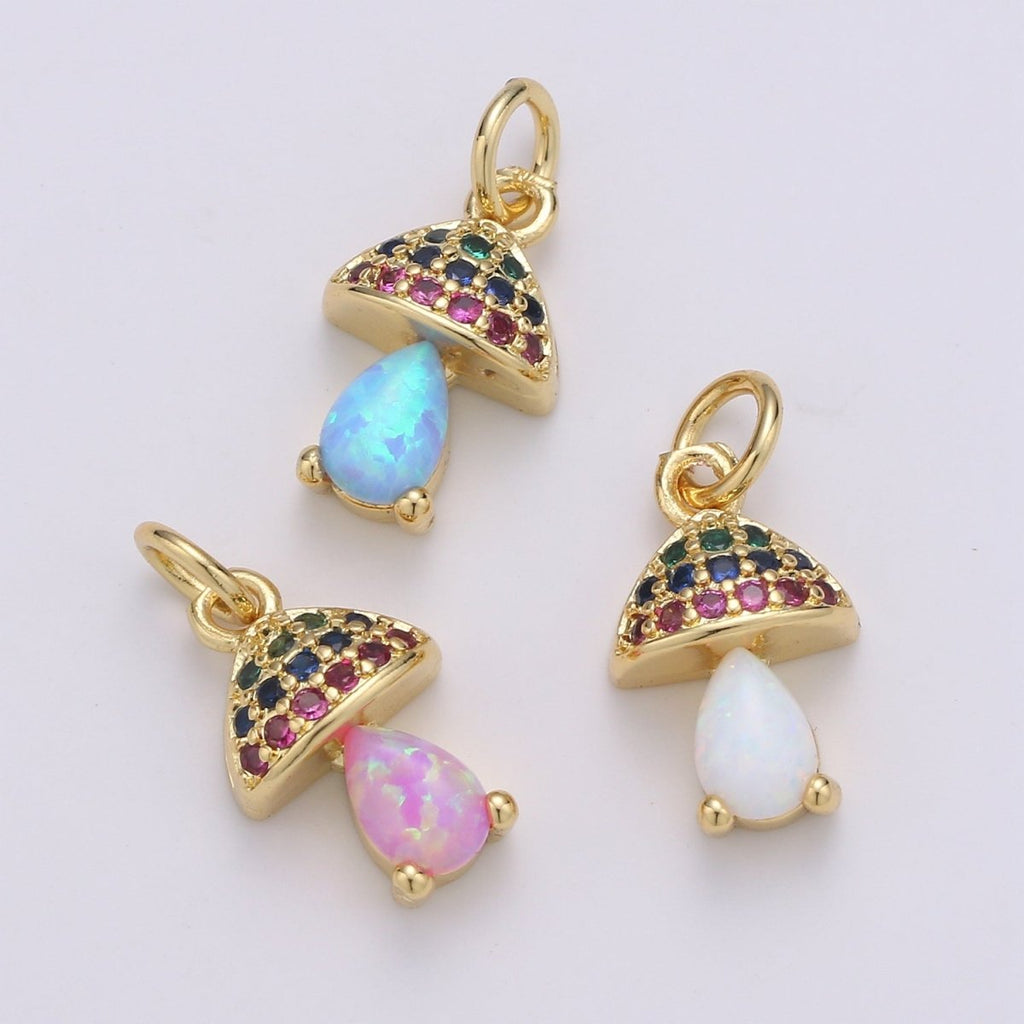 Gold plated Opal Mushroom Charm E-003-E-005 - DLUXCA