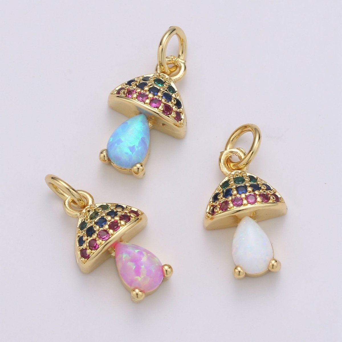 Gold plated Opal Mushroom Charm E-003-E-005 - DLUXCA