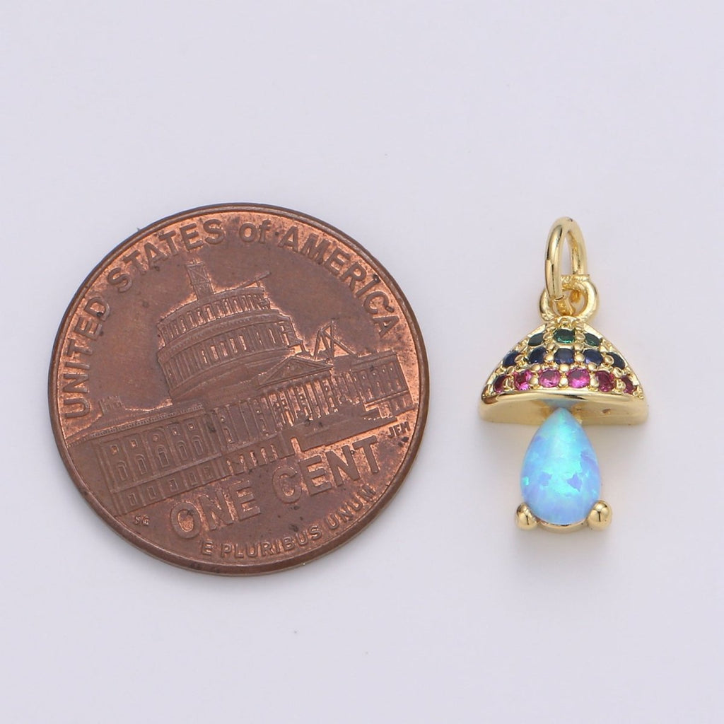 Gold plated Opal Mushroom Charm E-003-E-005 - DLUXCA
