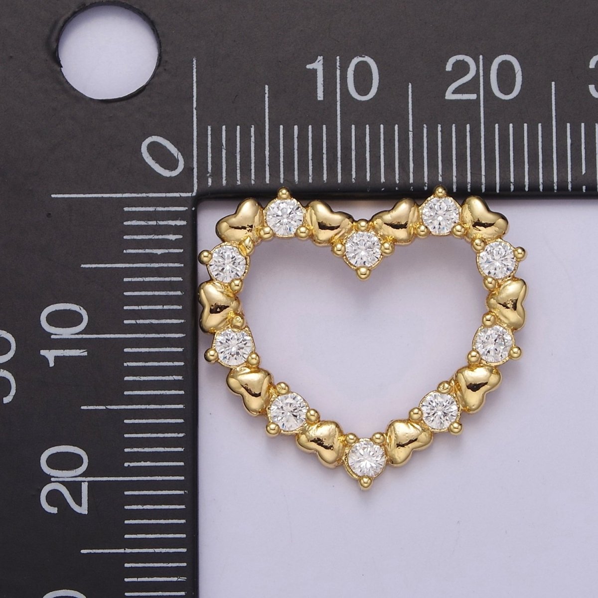 Gold plated Open Heart Charm Gold Heart Pendant with CZ for Mother Day Gift Idea J-391 - DLUXCA