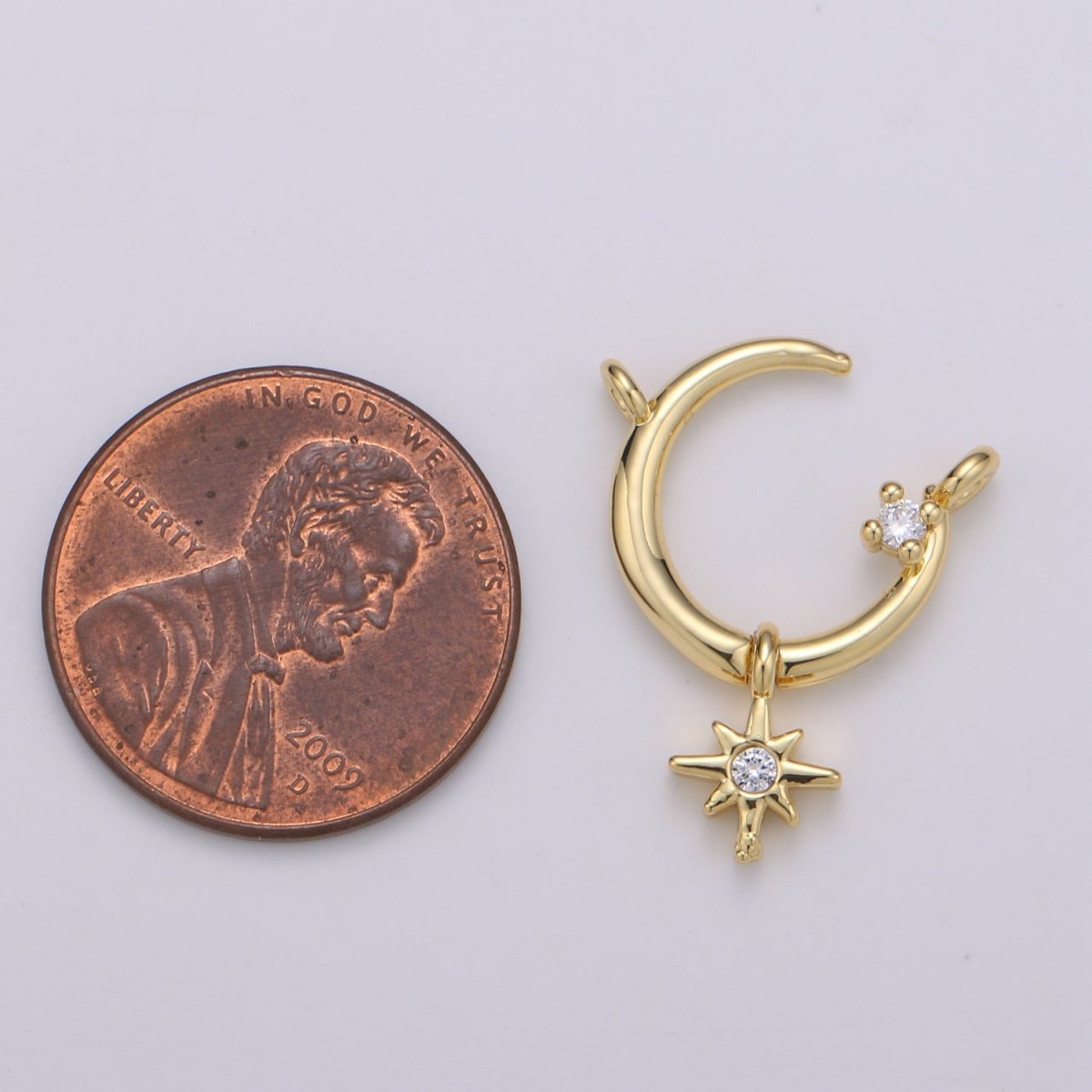 Gold plated Open Star Connectors Crescent Moon Charm Connector for Necklace F-523 - DLUXCA