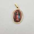 Gold plated Oval Mother Mary charm, Lady Guadalupe Charm, Religious Necklace Pendant, Gold Religious Charm for Jewelry Making J-791 - DLUXCA