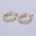 Gold plated Pearl Dotted 25mm Hoop Latch Earrings In Gold & Silver | AB190 AB191