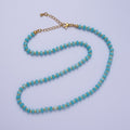 Gold plated Peruvian Blue Opal Rondelle Heishi Gemstone Gold Spacer Beads 15.5 Inch Choker Necklace | WA-1428 Clearance Pricing - DLUXCA