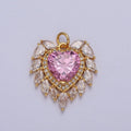 Gold plated Pink, Clear, Green, Red Heart Marquise Teardrop CZ Charm | AC005 - AC008