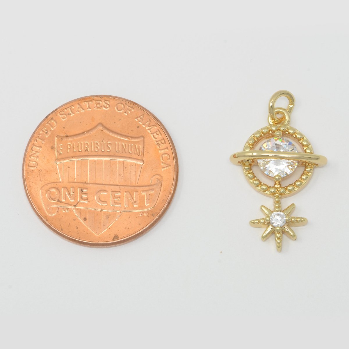 Gold plated Planet and Star Charm M-386 - DLUXCA