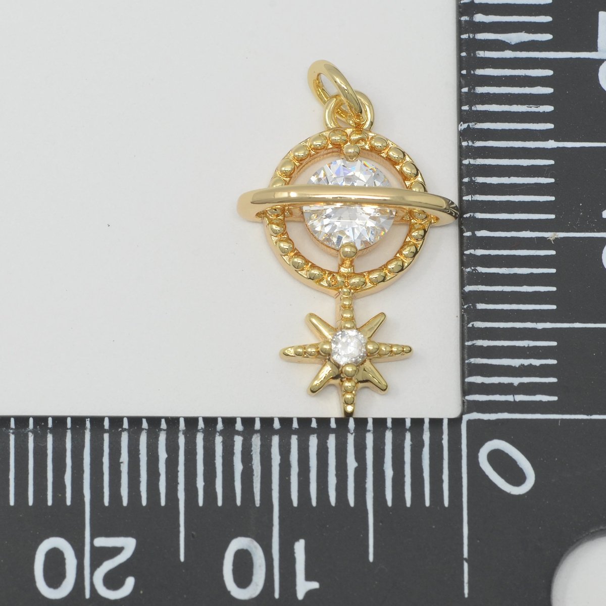 Gold plated Planet and Star Charm M-386 - DLUXCA