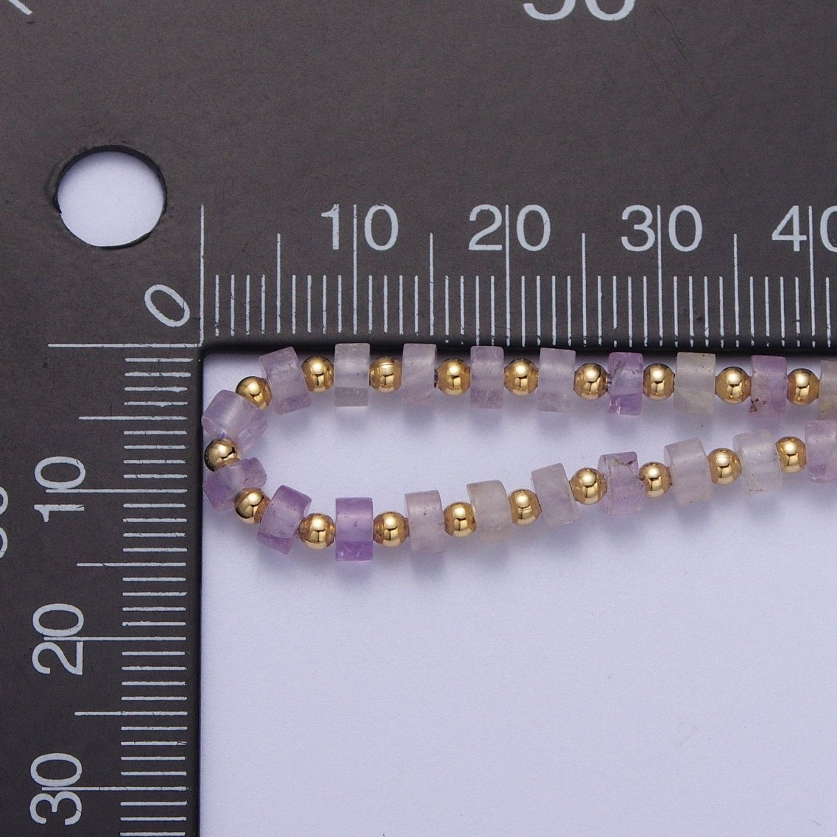 Gold plated Purple Amethyst Rondelle Heishi Gemstone Gold Spacer Beads 15.5 Inch Choker Necklace | WA-1429 Clearance Pricing - DLUXCA