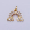 Gold plated Rainbow Clear Baguette Micro Paved CZ Charm in Gold & Silver | AC266 AC267 - DLUXCA