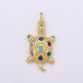 Gold plated Rainbow Turtle Charm D-802 - DLUXCA