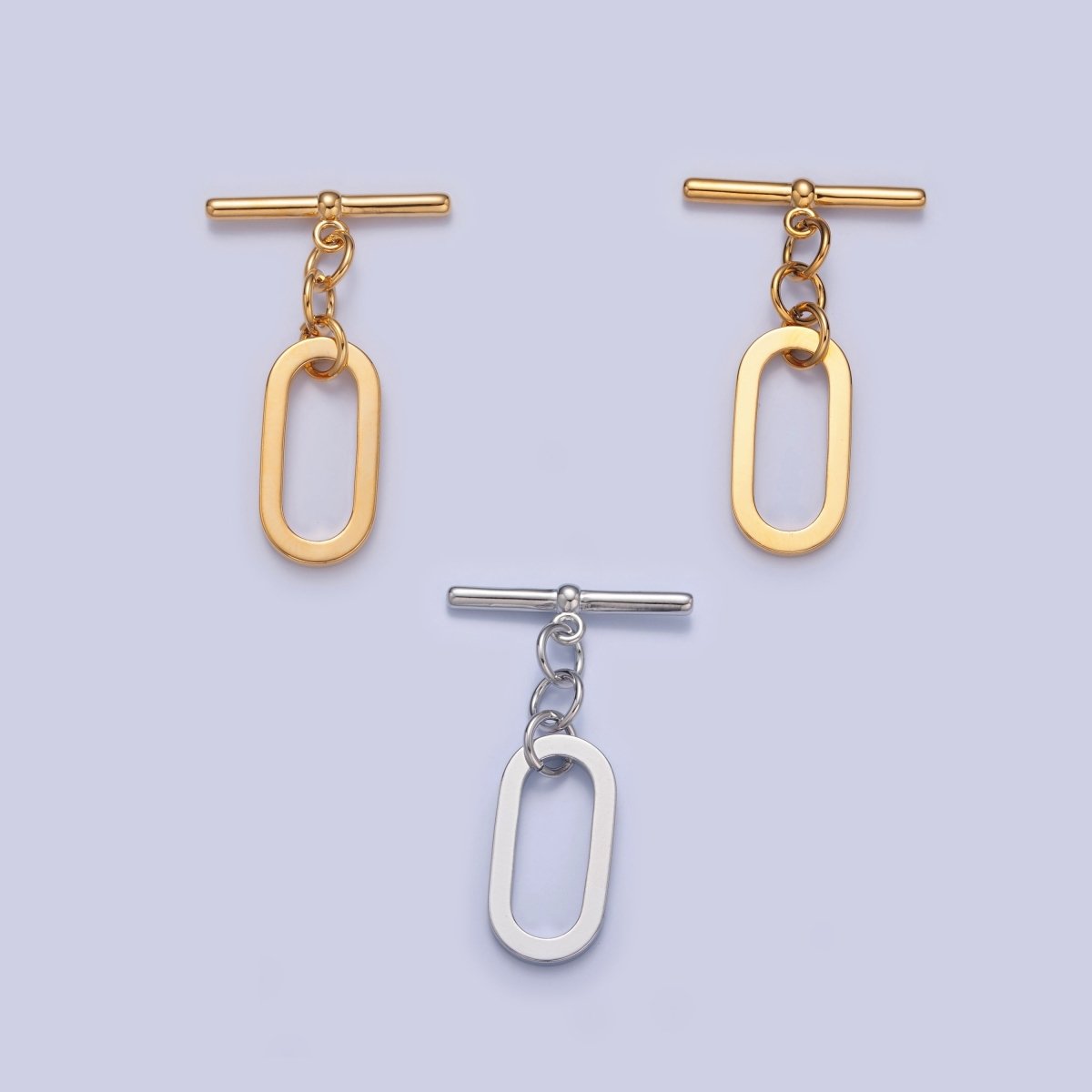 Gold plated Rectangular Long Oval Toggle Clasps Closure in Gold & Silver L-747~L-749 - DLUXCA
