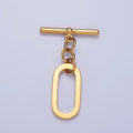 Gold plated Rectangular Long Oval Toggle Clasps Closure in Gold & Silver L-747~L-749 - DLUXCA