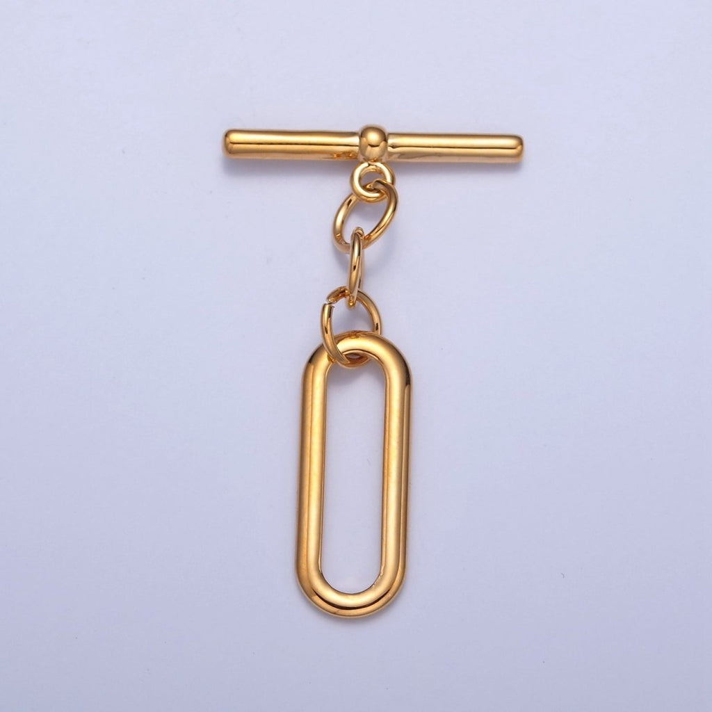 Gold plated Rectangular Oval Toggle Clasps Closure in Gold & Silver L-753~L-755 - DLUXCA