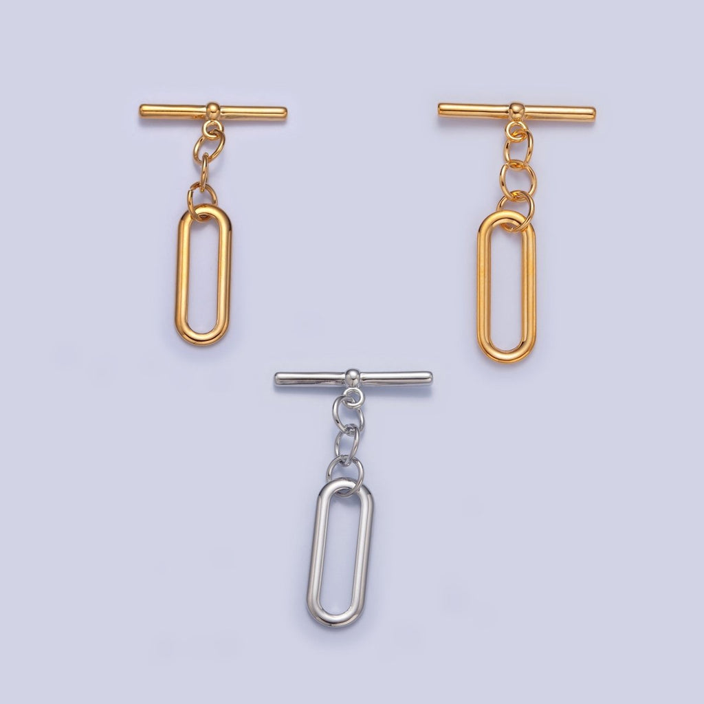 Gold plated Rectangular Oval Toggle Clasps Closure in Gold & Silver L-753~L-755 - DLUXCA