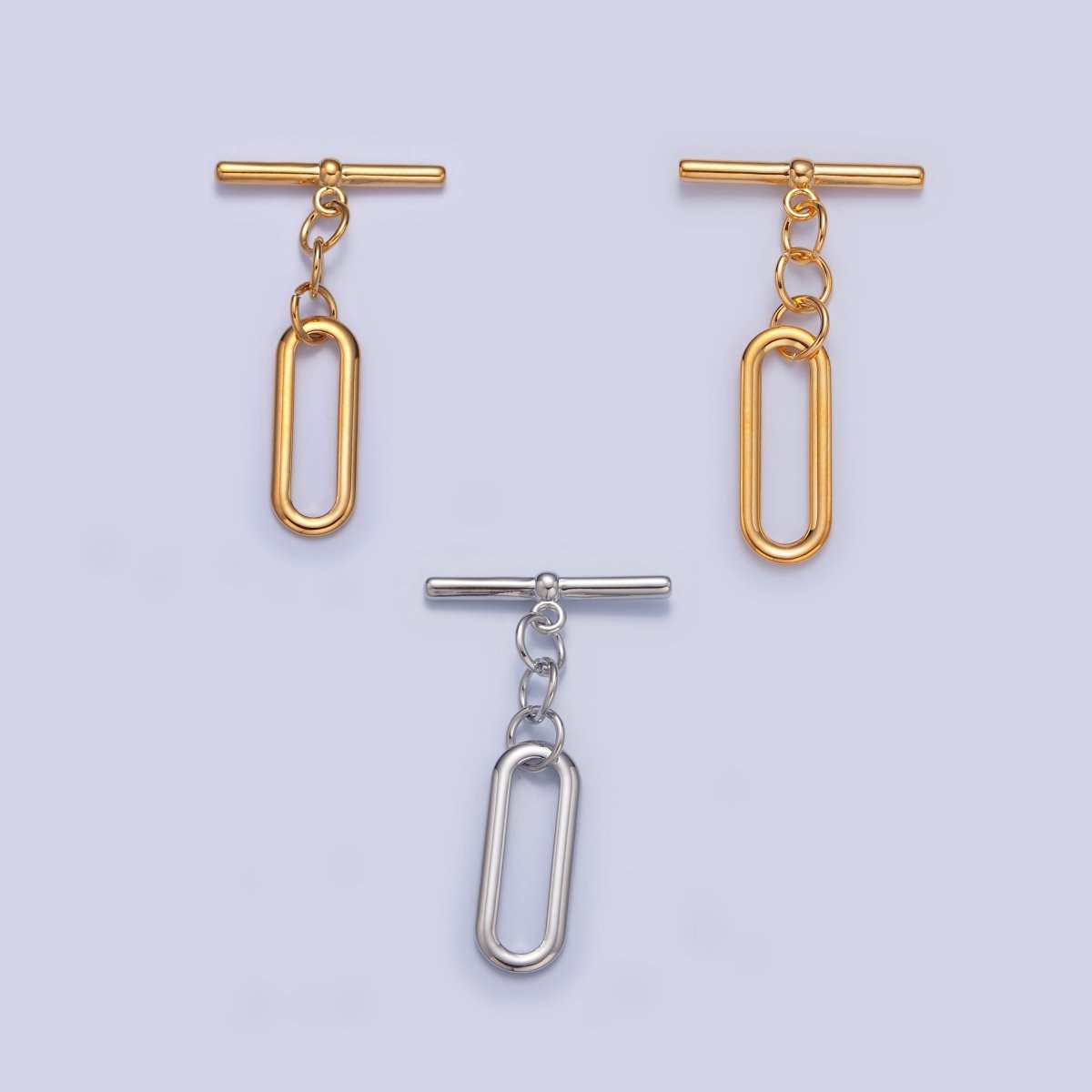 Gold plated Rectangular Oval Toggle Clasps Closure in Gold & Silver L-753~L-755 - DLUXCA