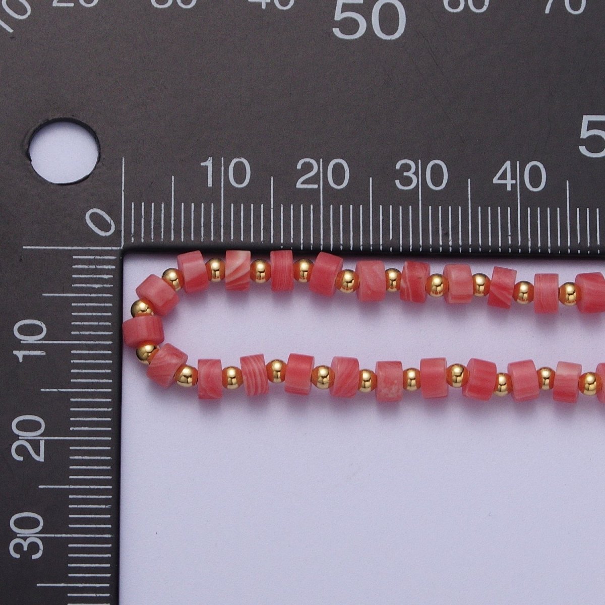 Gold plated Red Coral Rondelle Heishi Gemstone Gold Spacer Beads 15.5 Inch Choker Necklace | WA-1433 Clearance Pricing - DLUXCA