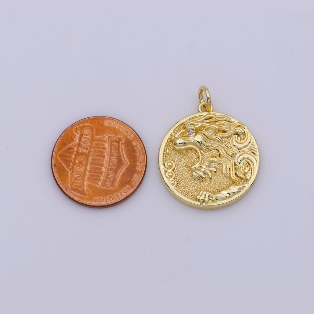 Gold plated Roaring Dragon Mythical Coin Charm | M-809 - DLUXCA