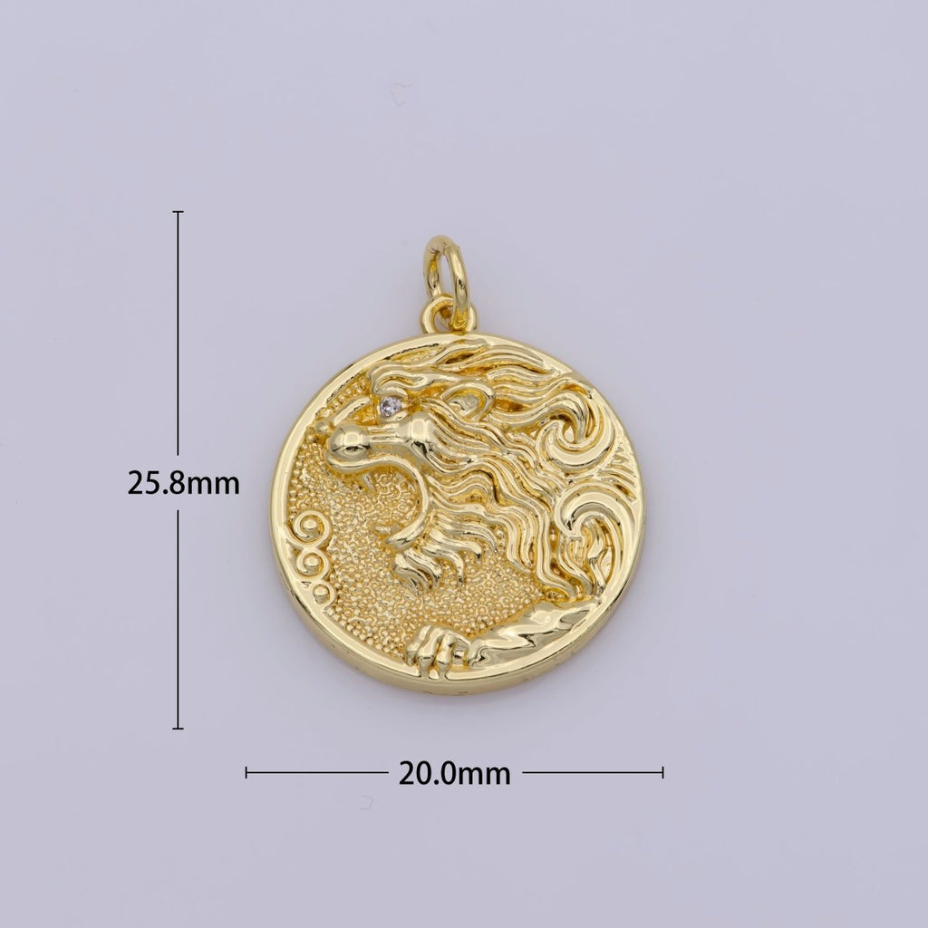 Gold plated Roaring Dragon Mythical Coin Charm | M-809 - DLUXCA