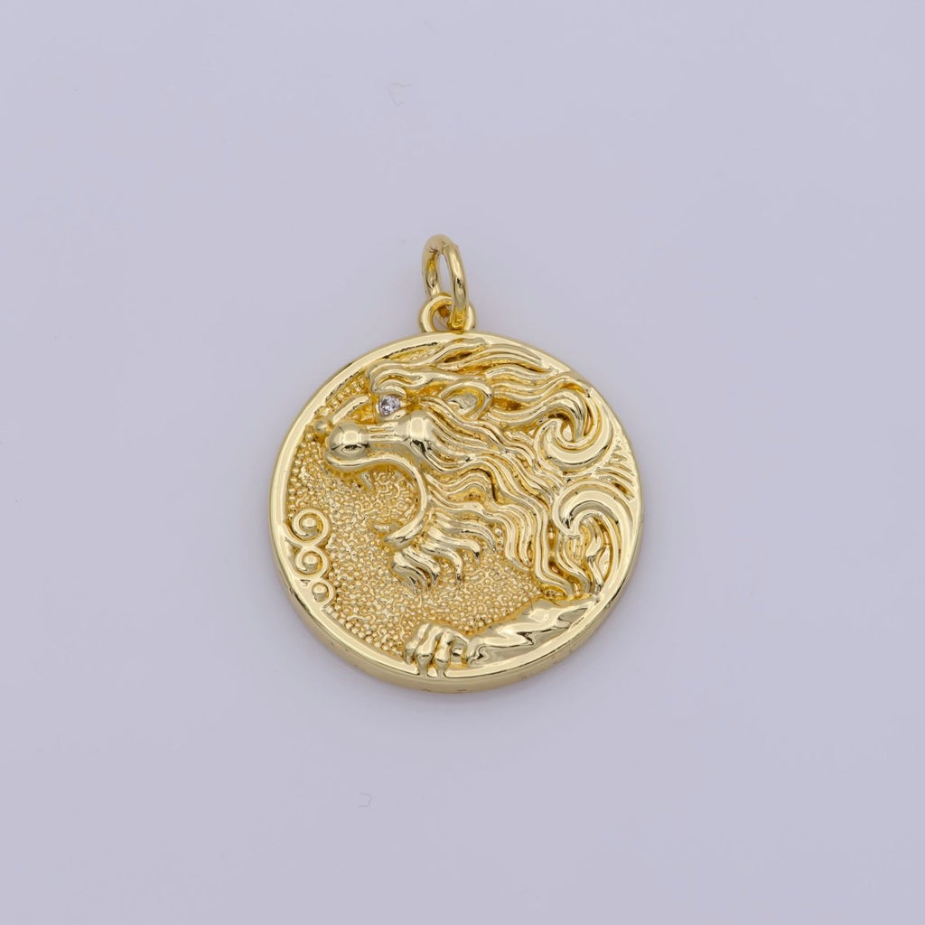 Gold plated Roaring Dragon Mythical Coin Charm | M-809 - DLUXCA