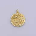 Gold plated Roaring Dragon Mythical Coin Charm | M-809 - DLUXCA