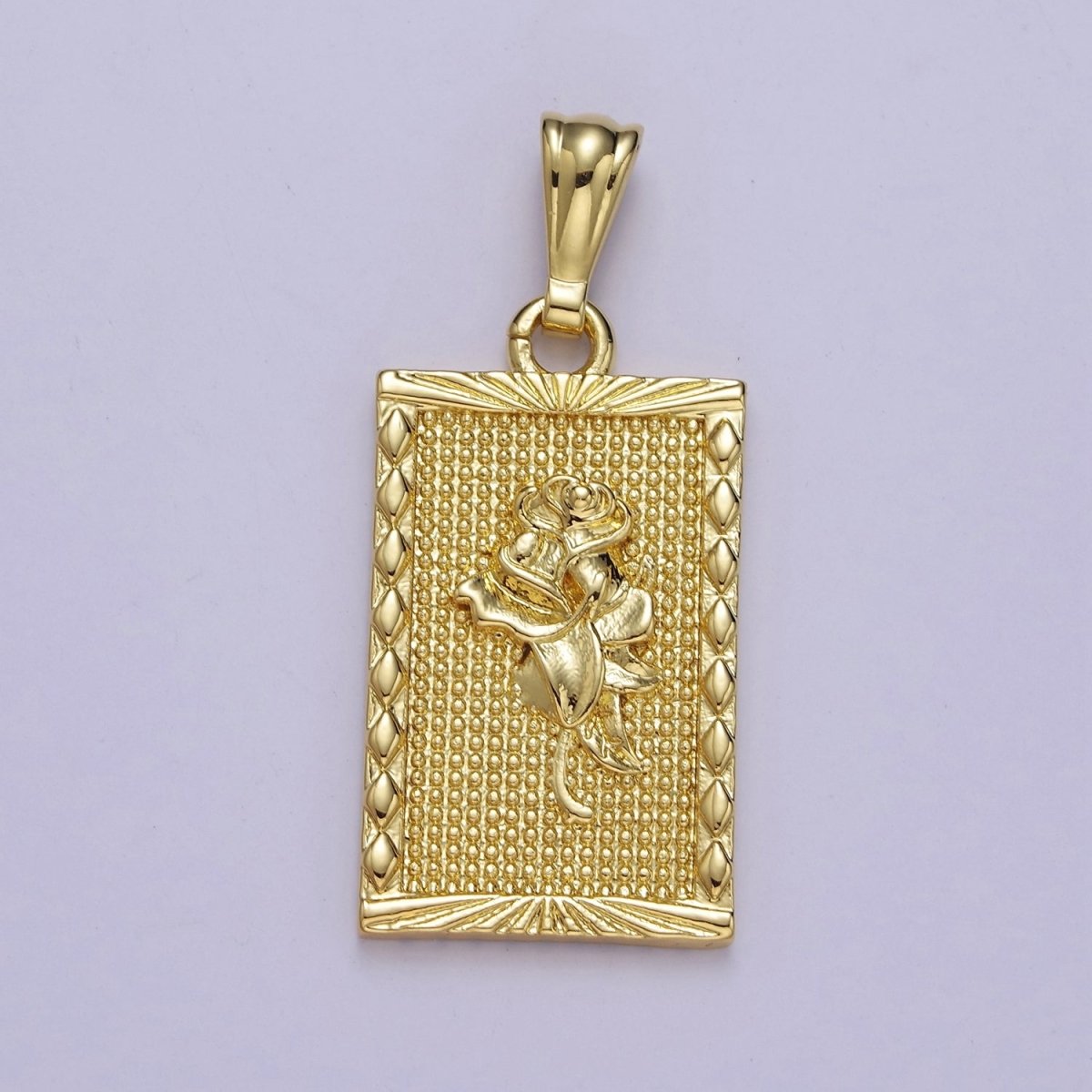 Gold plated Rose Pendant, Dainty Gold Tag Necklace Bracelet Charm for DIY Jewelry Making Supply J-483 - DLUXCA