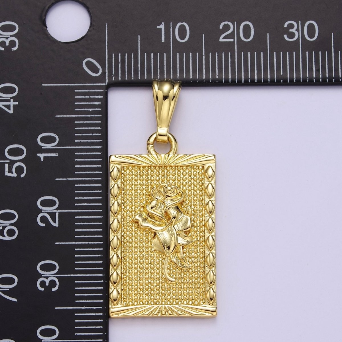 Gold plated Rose Pendant, Dainty Gold Tag Necklace Bracelet Charm for DIY Jewelry Making Supply J-483 - DLUXCA