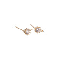 Gold plated Round Crystal Cubic Zirconia Studs with open link for Earring Making Supply K-088 - DLUXCA