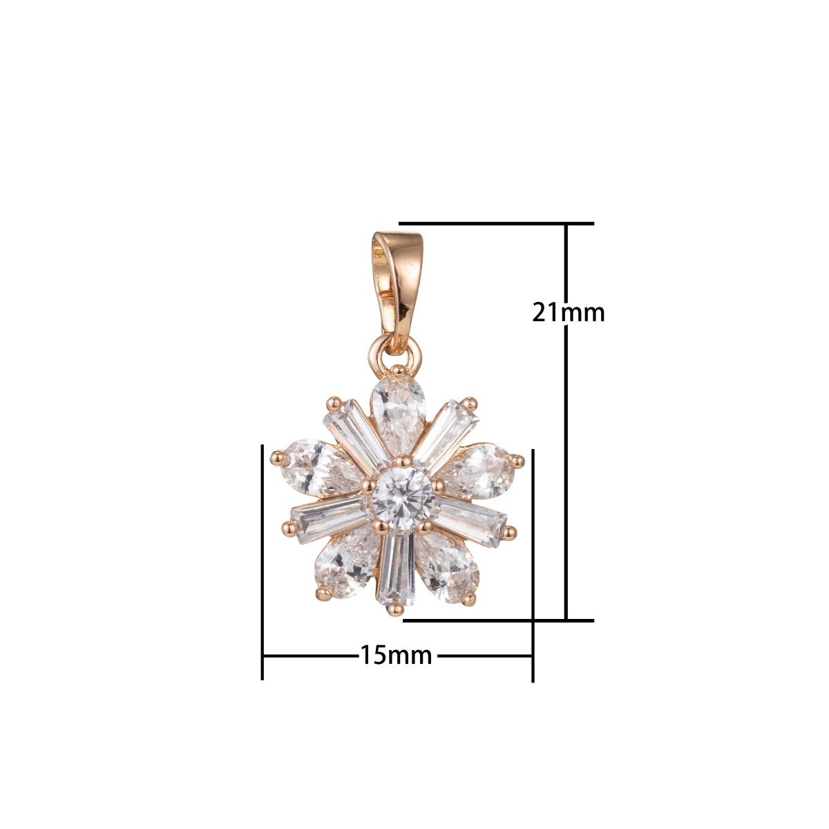 Gold plated Round Flower Crystal Pendants I-817 - DLUXCA