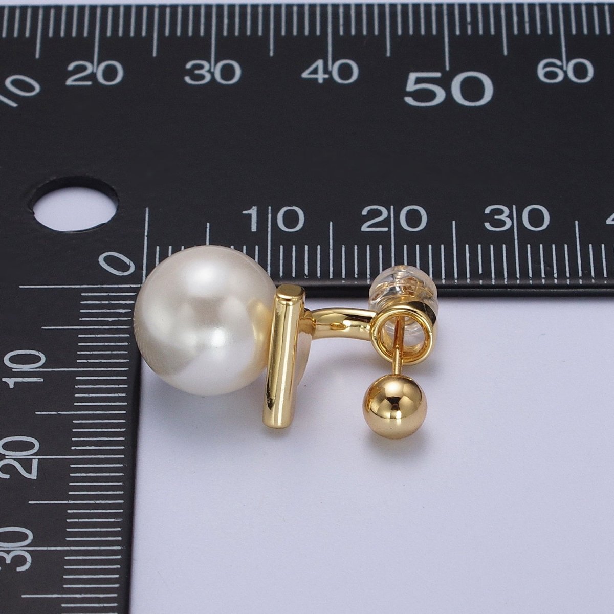 Gold plated Round Shell Pearl Ear Jacket Back Drop Earrings in Gold & Silver | Y-262 Y-263 - DLUXCA