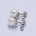 Gold plated Round Shell Pearl Ear Jacket Back Drop Earrings in Gold & Silver | Y-262 Y-263 - DLUXCA