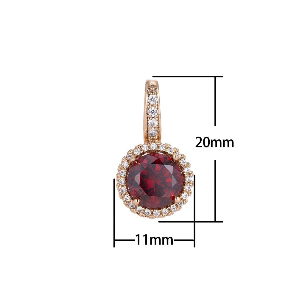 Gold plated Ruby Red Maroon Gem, Classic Elegant Cubic Zirconia Necklace Pendant Charm Bails Findings for Jewelry Making H-667 - DLUXCA