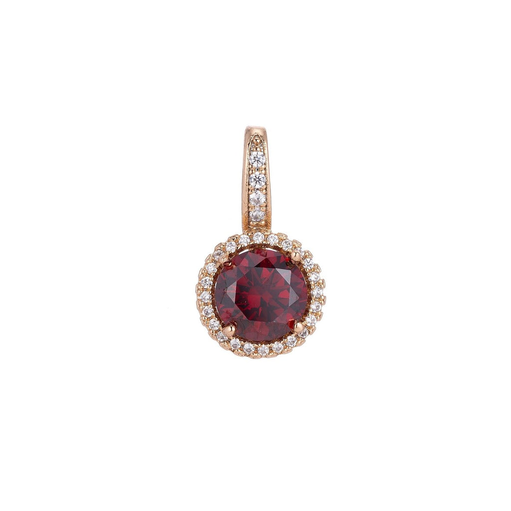 Gold plated Ruby Red Maroon Gem, Classic Elegant Cubic Zirconia Necklace Pendant Charm Bails Findings for Jewelry Making H-667 - DLUXCA