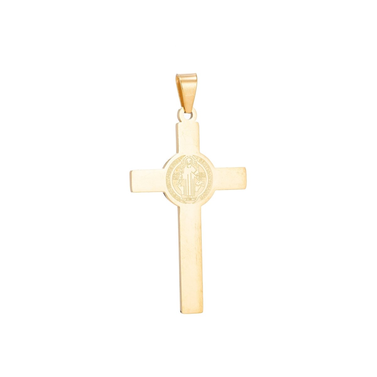 Gold plated Saint Benedict Cross Pendant San Benito Saint Benedict Charm for Layered Necklace Religious Jewelry Making J-397 - DLUXCA