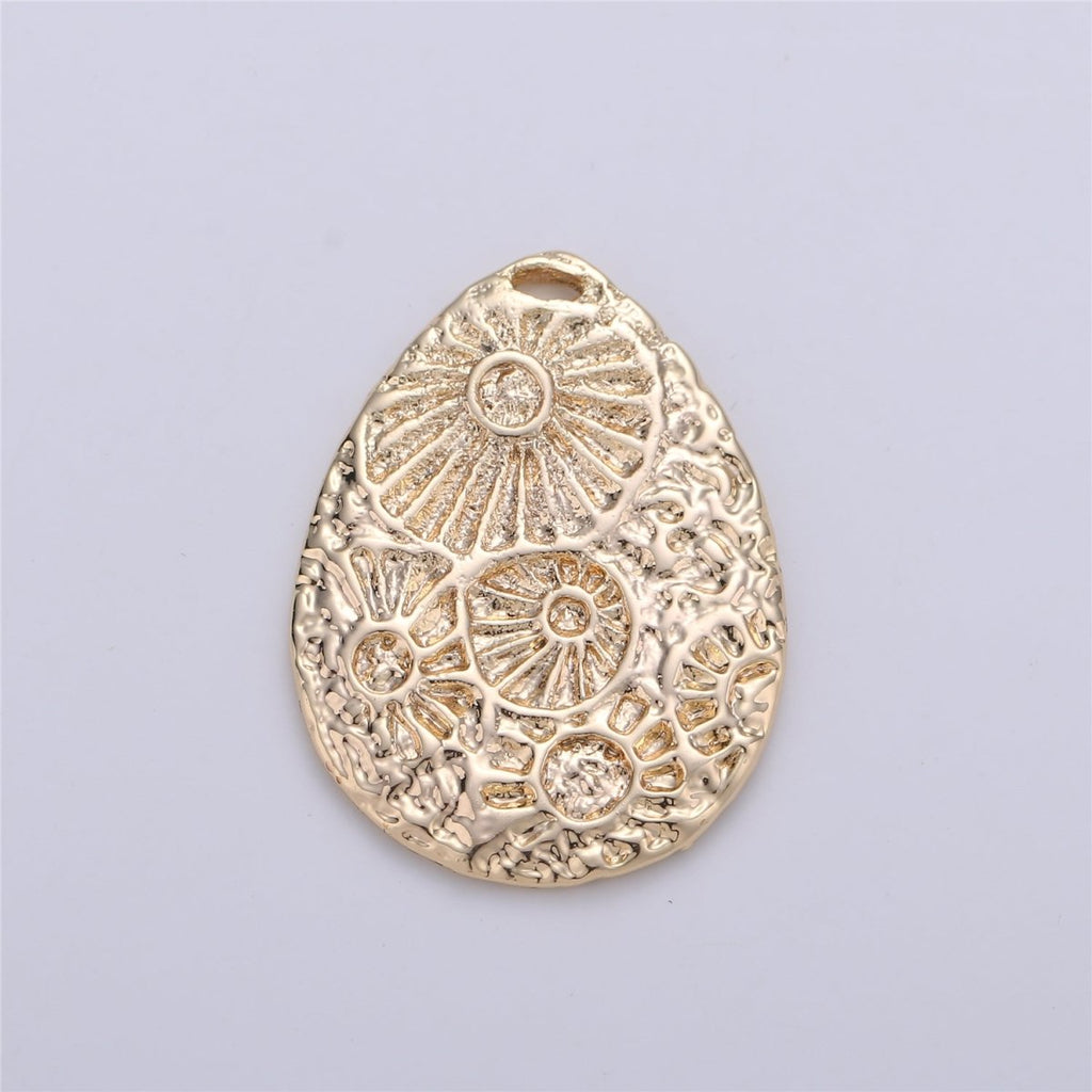 Gold plated Shell Rustic Coin Charm E-087 - DLUXCA