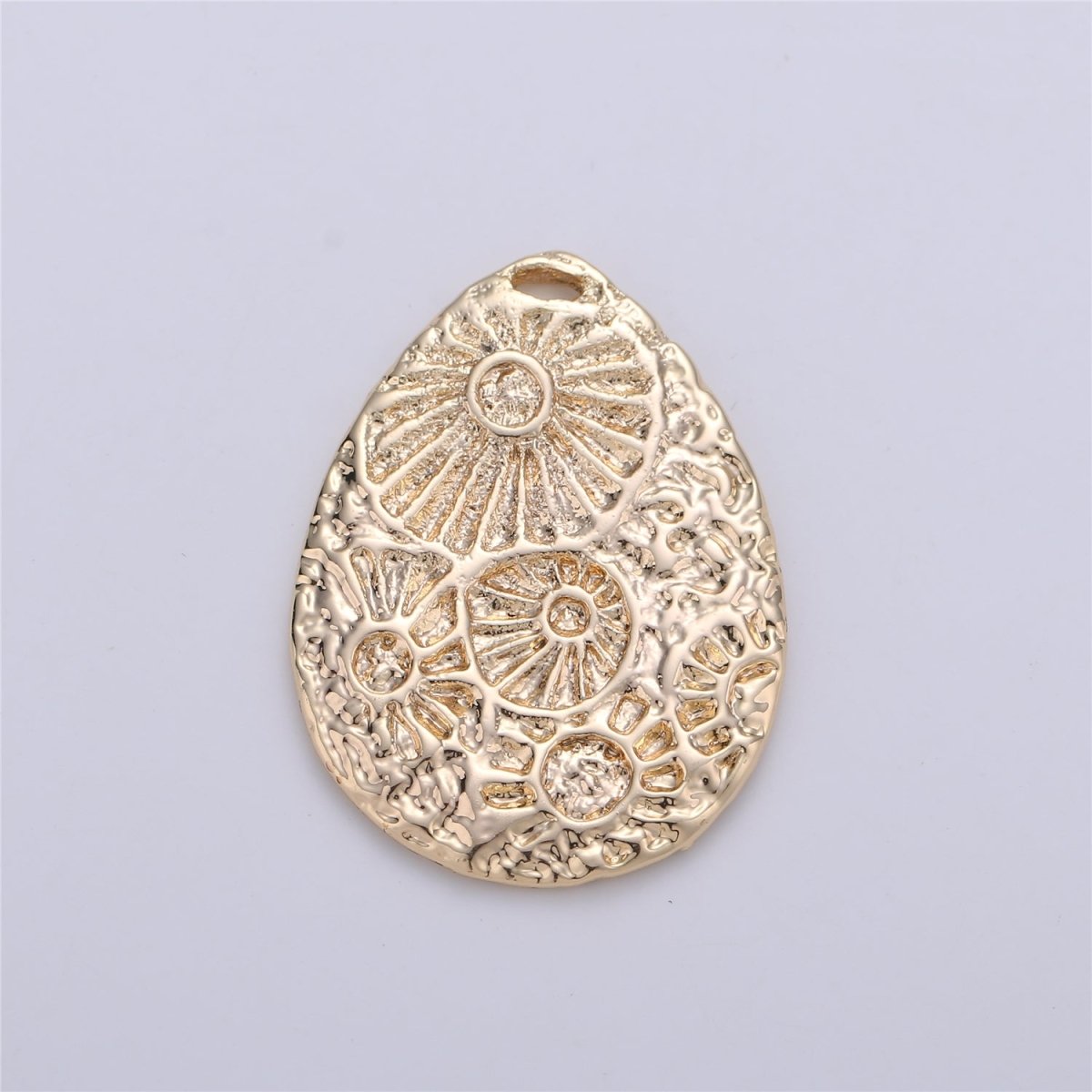 Gold plated Shell Rustic Coin Charm E-087 - DLUXCA